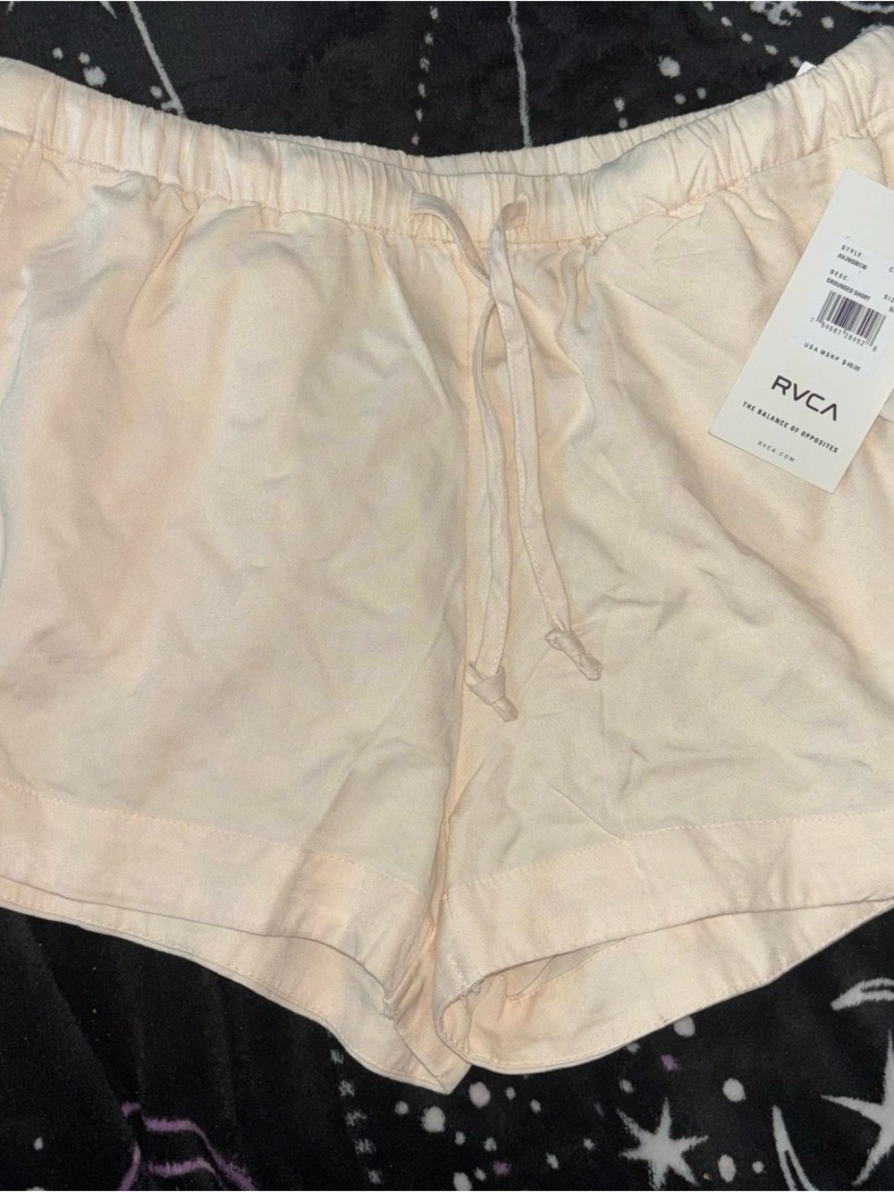RVCA Women's Light Cream Elastic Waist Drawstring Shorts
